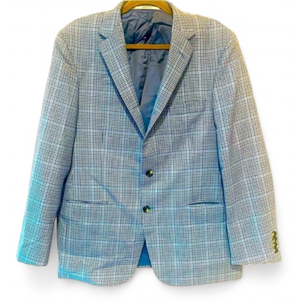 HICKEY FREEMAN 100% WORSTED WOOL MILBURN II BLUE GRAY SPORTS COAT BLAZER 42R